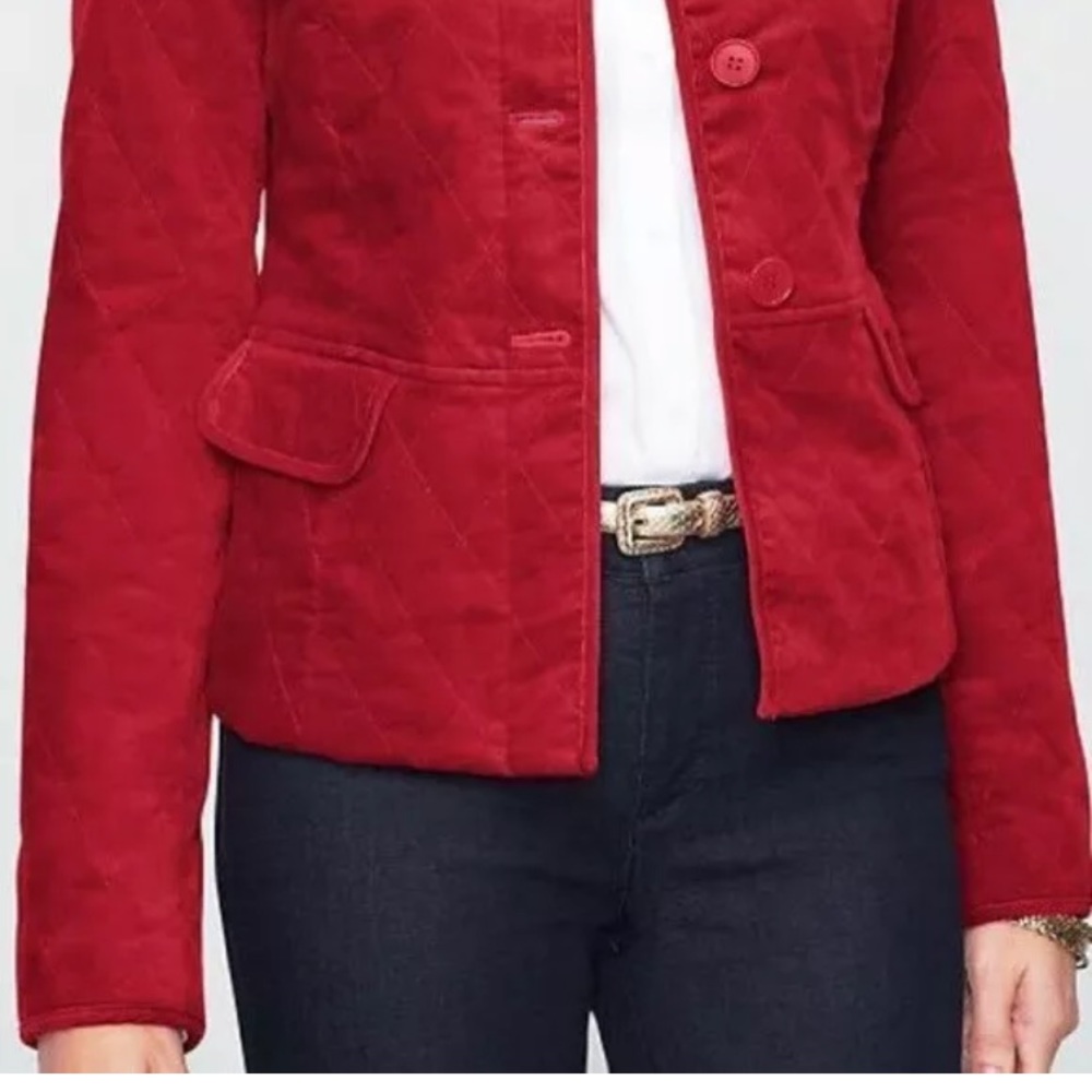 Talbots red quilted velvet jacket size 4